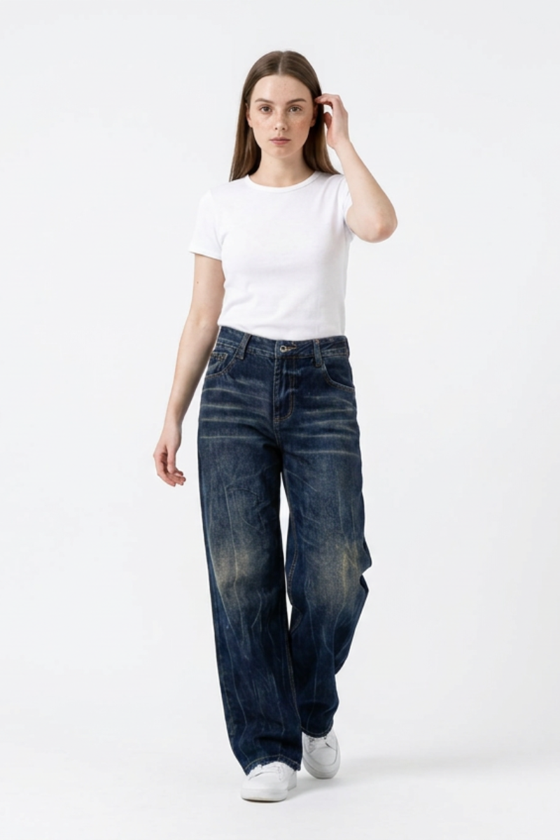 Women's Wash High Waist Straight Leg Jeans