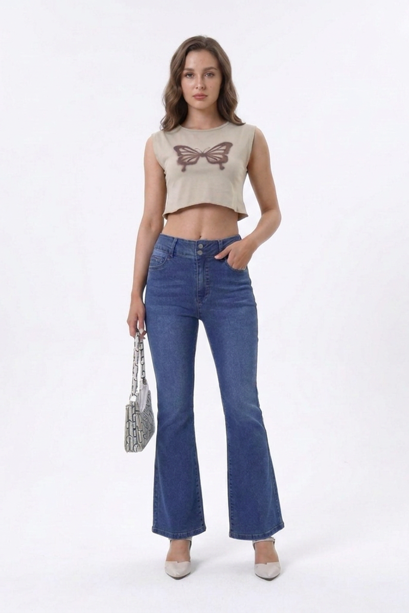 Women's High Waist Retro Stretch Flare Jeans