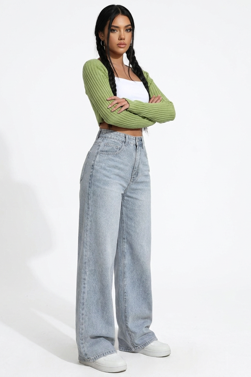 Women's Vintage Wash Loose Wide Leg Jeans
