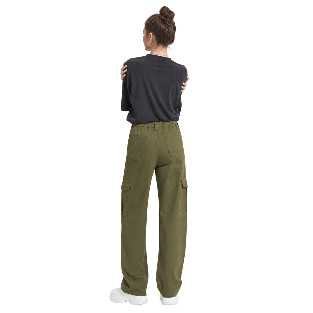 Women's High Waist Multi-Pocket Wide Leg Cargo Jeans