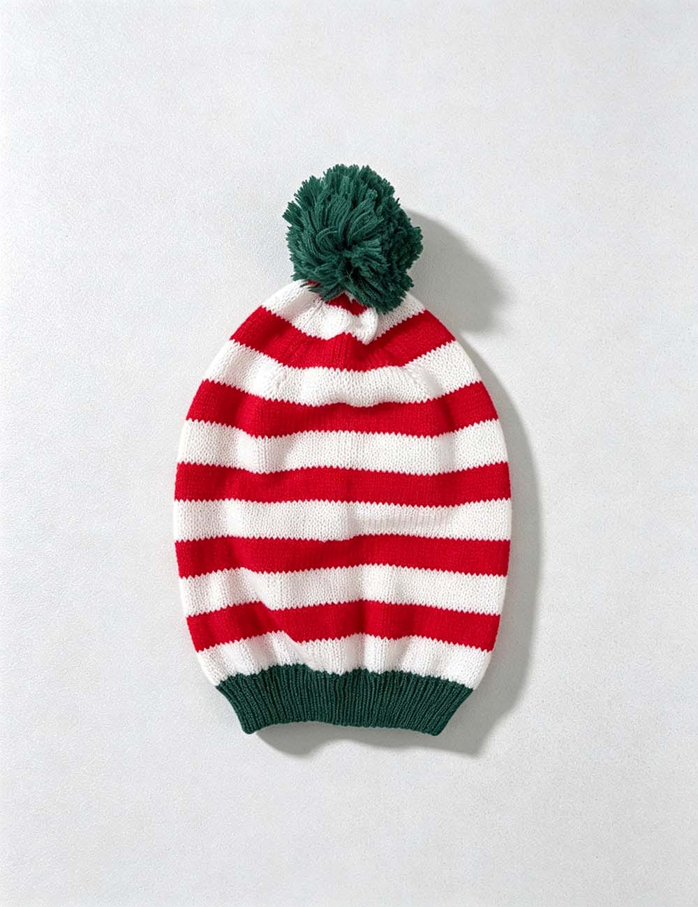 Ladies Holiday Casual Striped Pom Beanie Hat