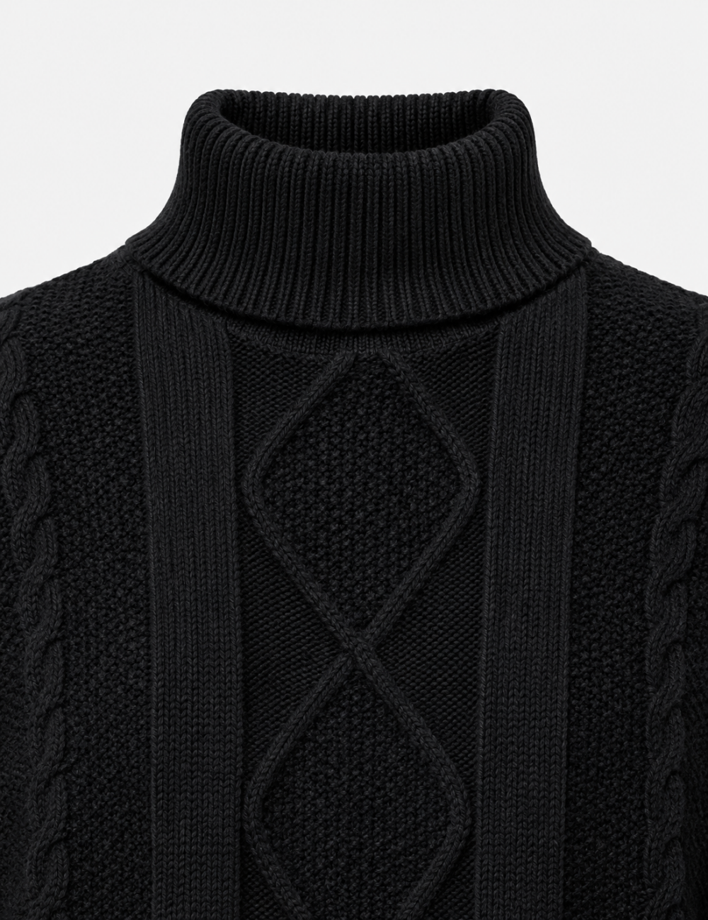 Ladies Turtleneck Cable Knit Drop Shoulder Sweater