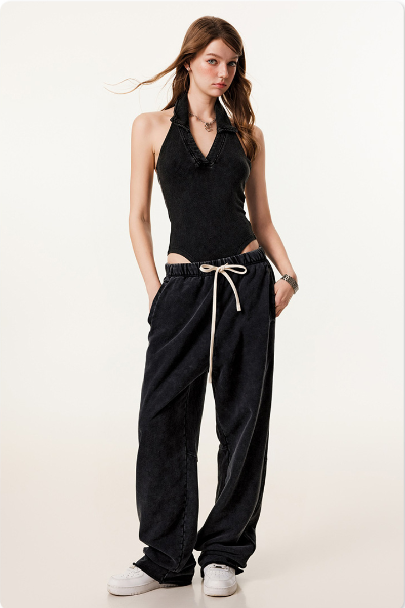 Women's hot girl polp neck tight snap thong jumpsuits