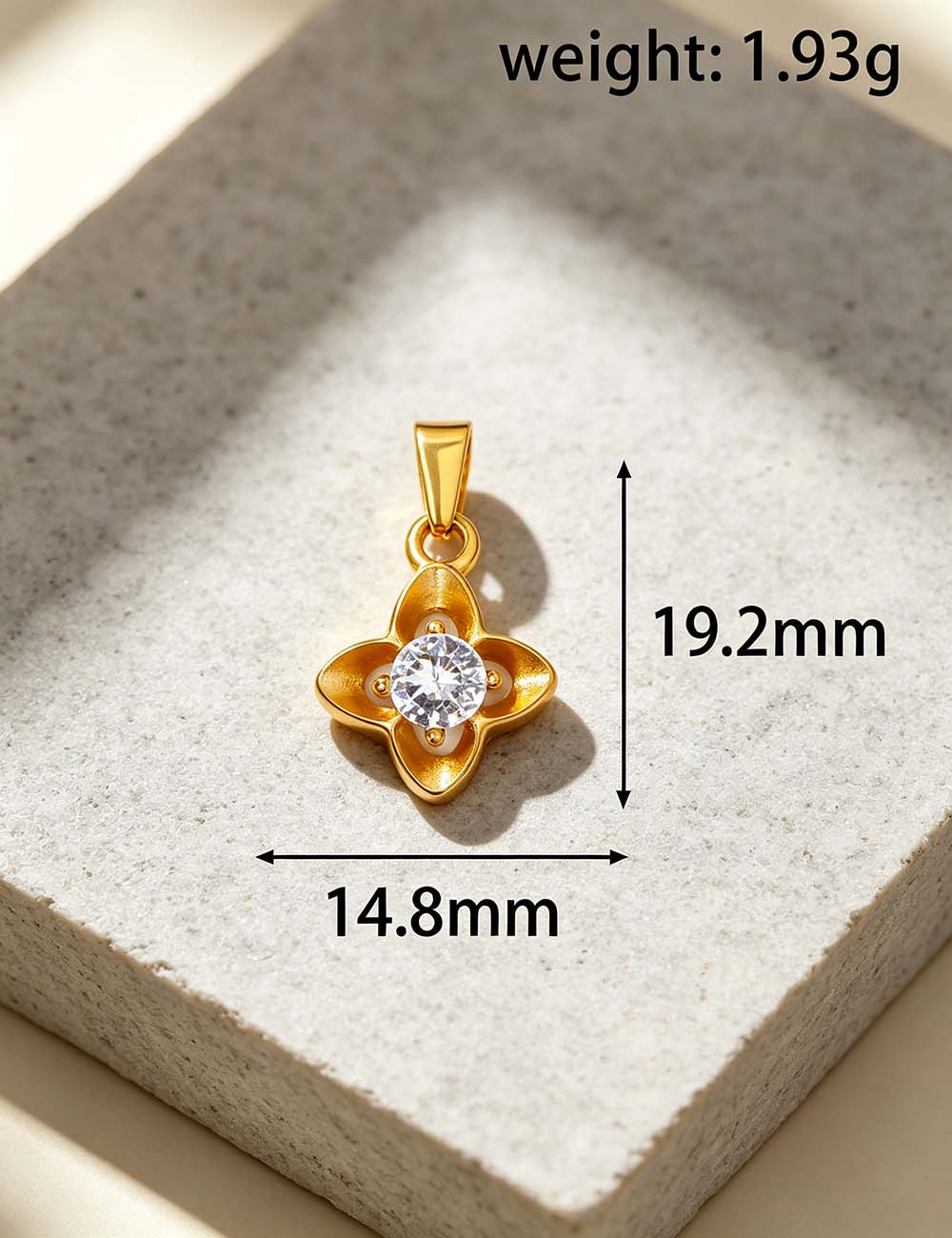 Ladies Cubic Zirconia Floral Star Geometric Pendant Charms