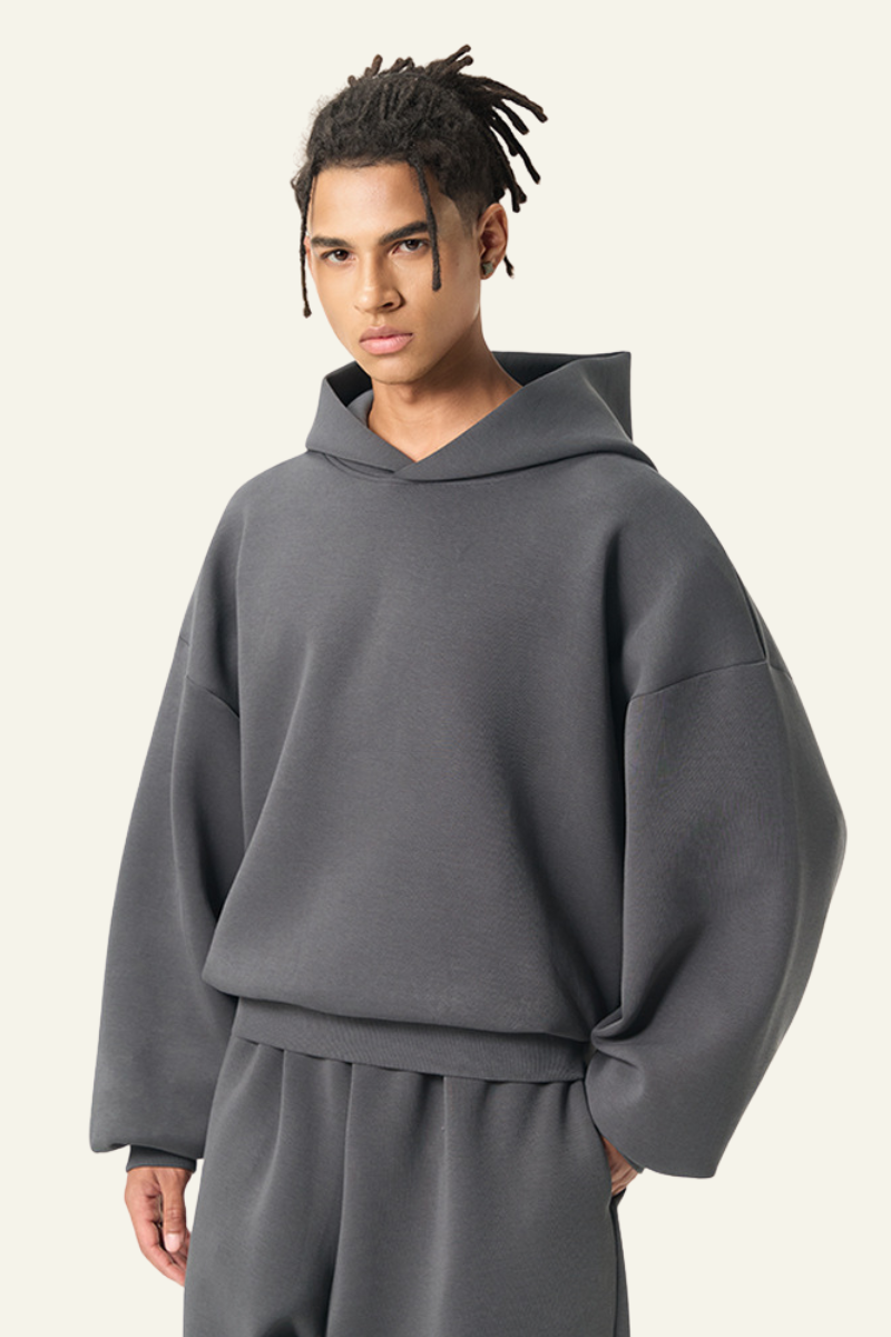 Men's Streetwear Cropped Drop-Shoulder Hoodie