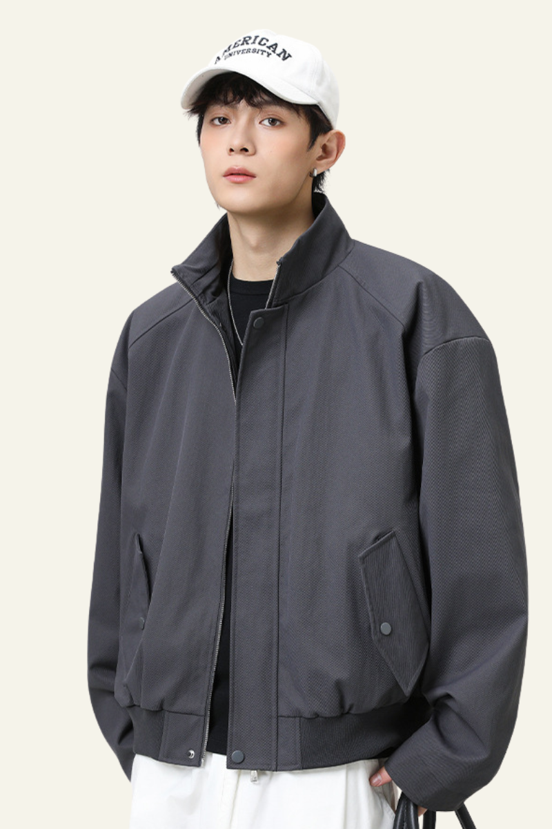 Men's Streetwear Stand Collar Zip-Up Jacket