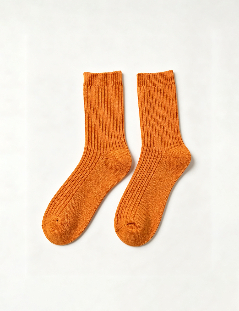 Ladies Solid Ribbed Knit Wool Blend Crew Socks