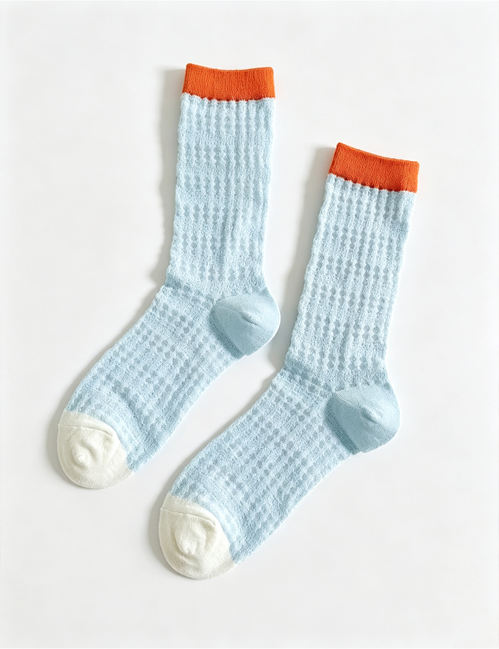 Ladies Mesh Knit Color Block Mid Calf Socks