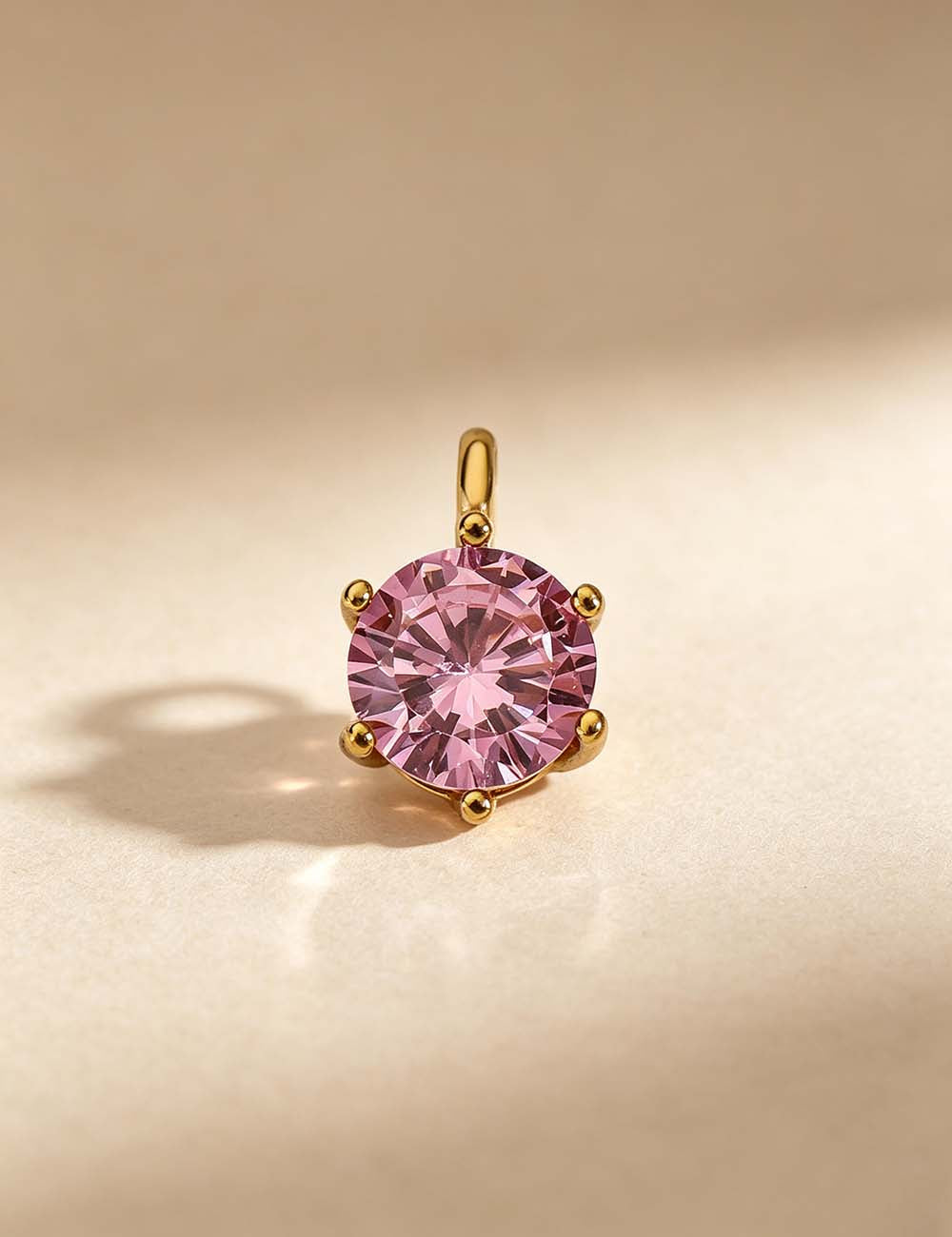 Ladies Minimalist Classic Round CZ Charm Pendant