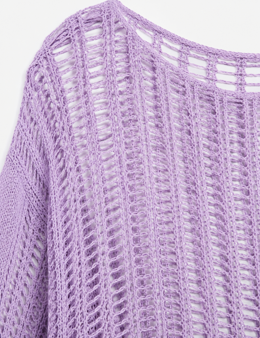 Ladies Long Sleeve Knit Mesh Hollow Out Cropped Cover Up