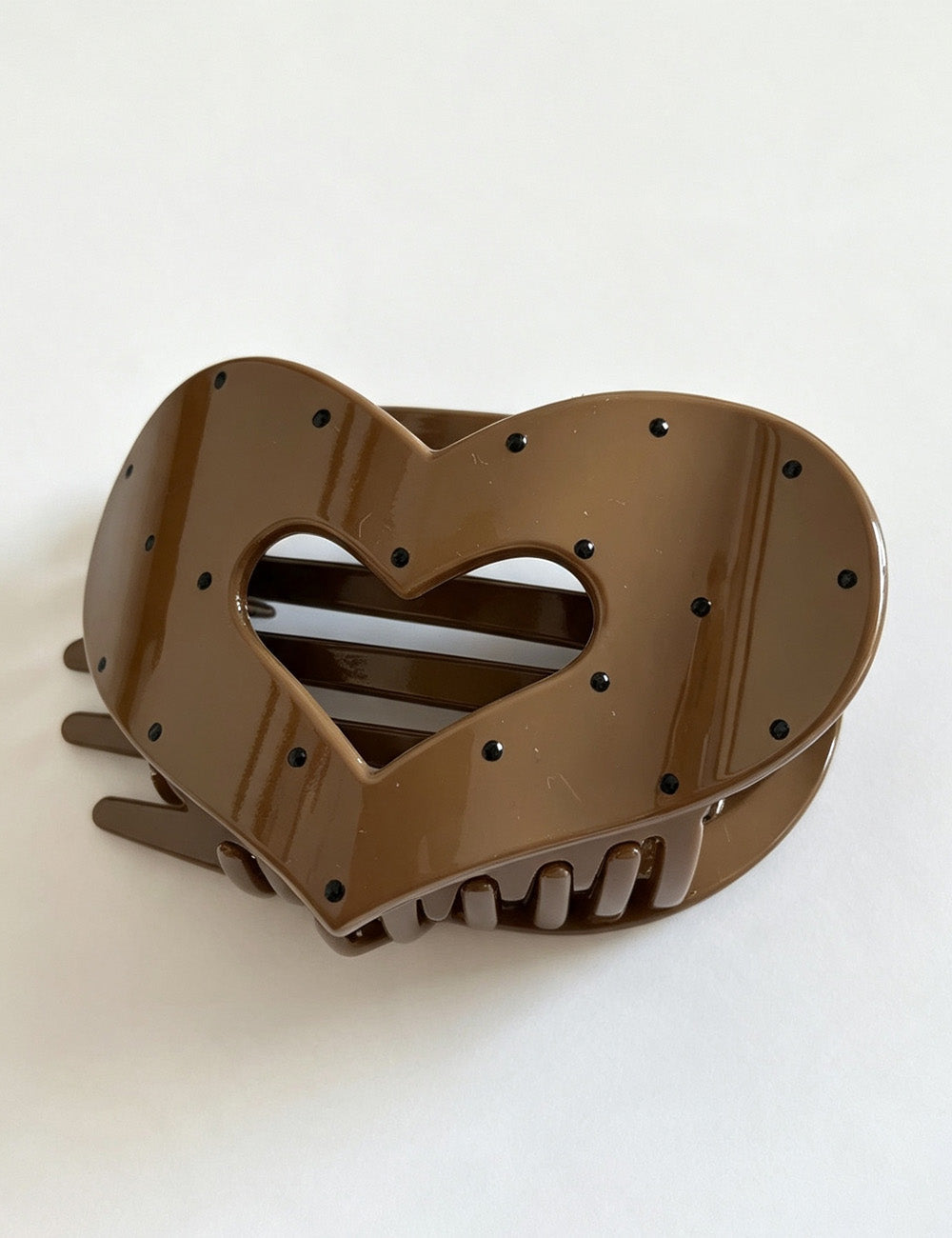 Ladies Heart Hollow Dots Print Claw Hair Clip