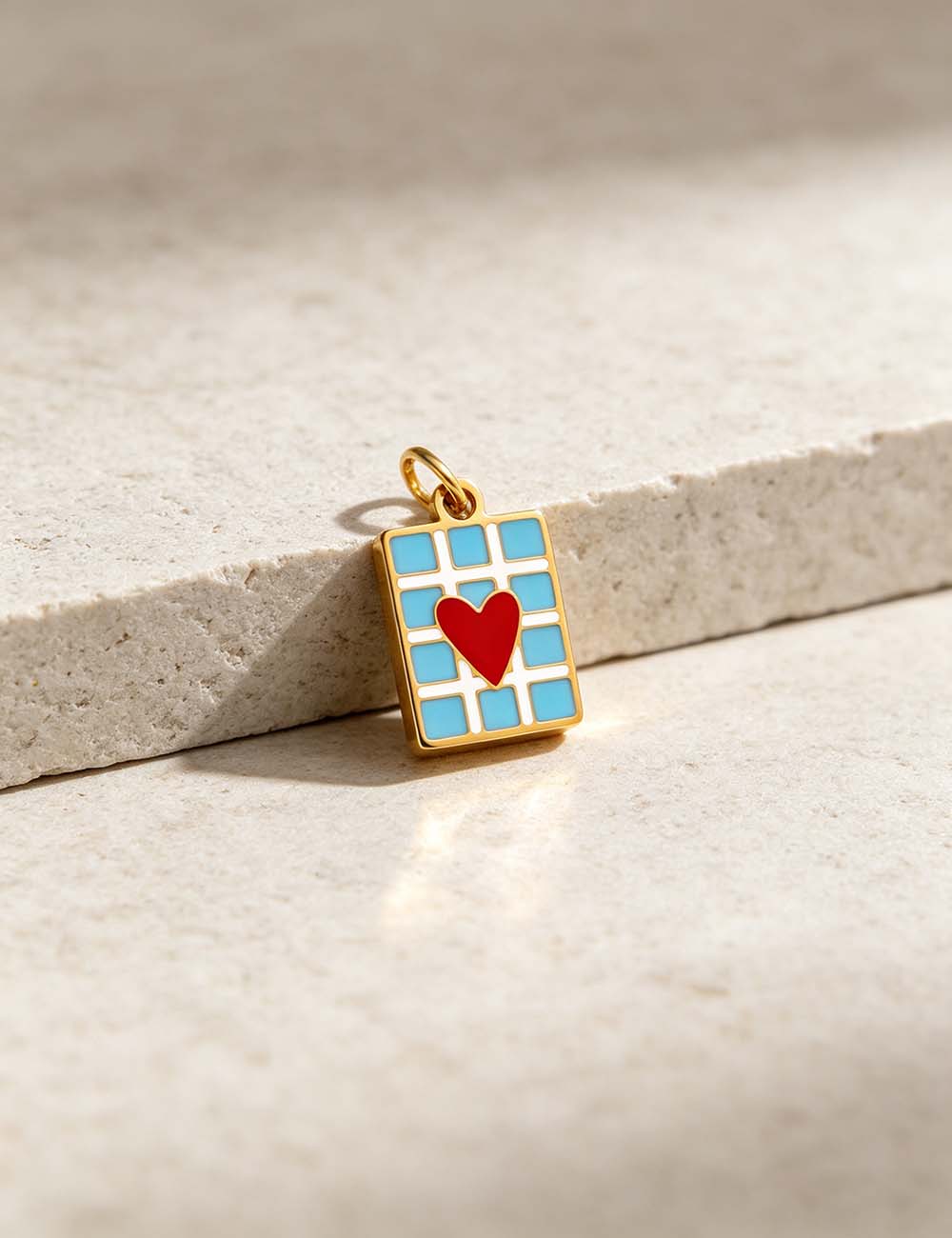 Ladies Color Block Geometric Heart Pendant Charms