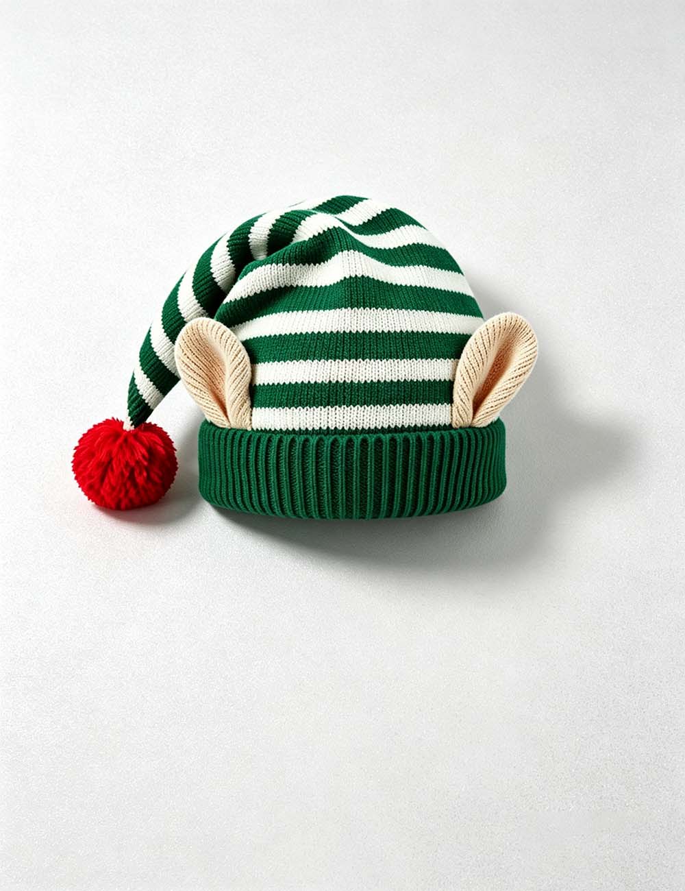 Ladies Holidays Pom Pom Funny Striped Elf Beanie Hat