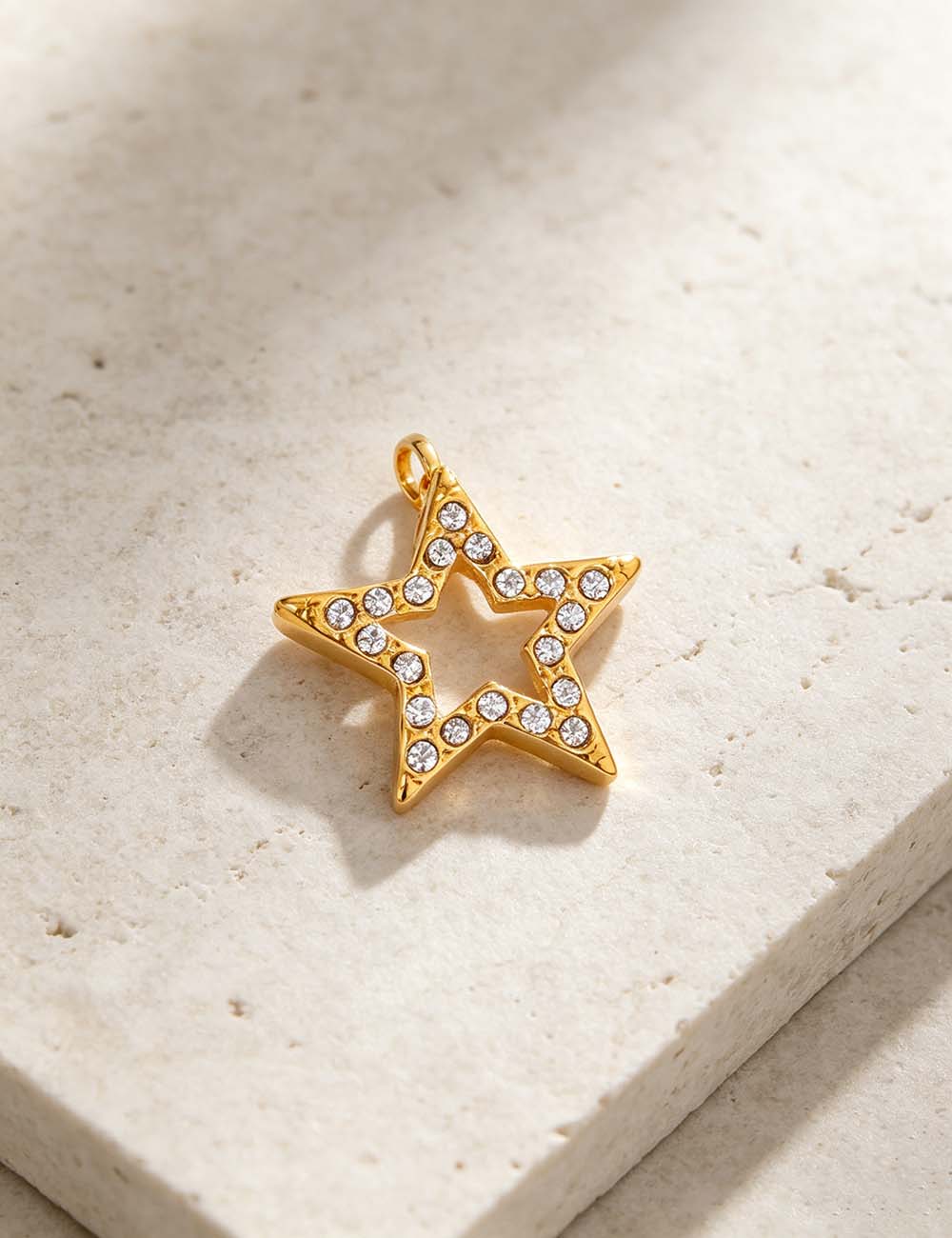 Ladies Minimalist Romantic CZ Star Cross Charm Pendant