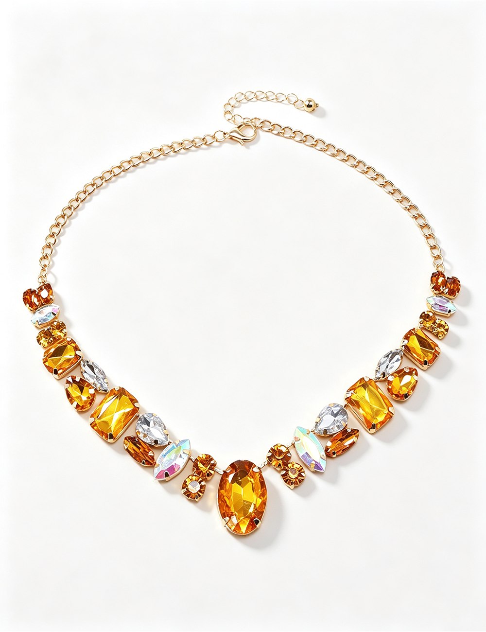Ladies Retro Colorful Rhinestone Necklace