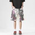 Men's Summer Abstract Splash Ink Art Print Denim Shorts