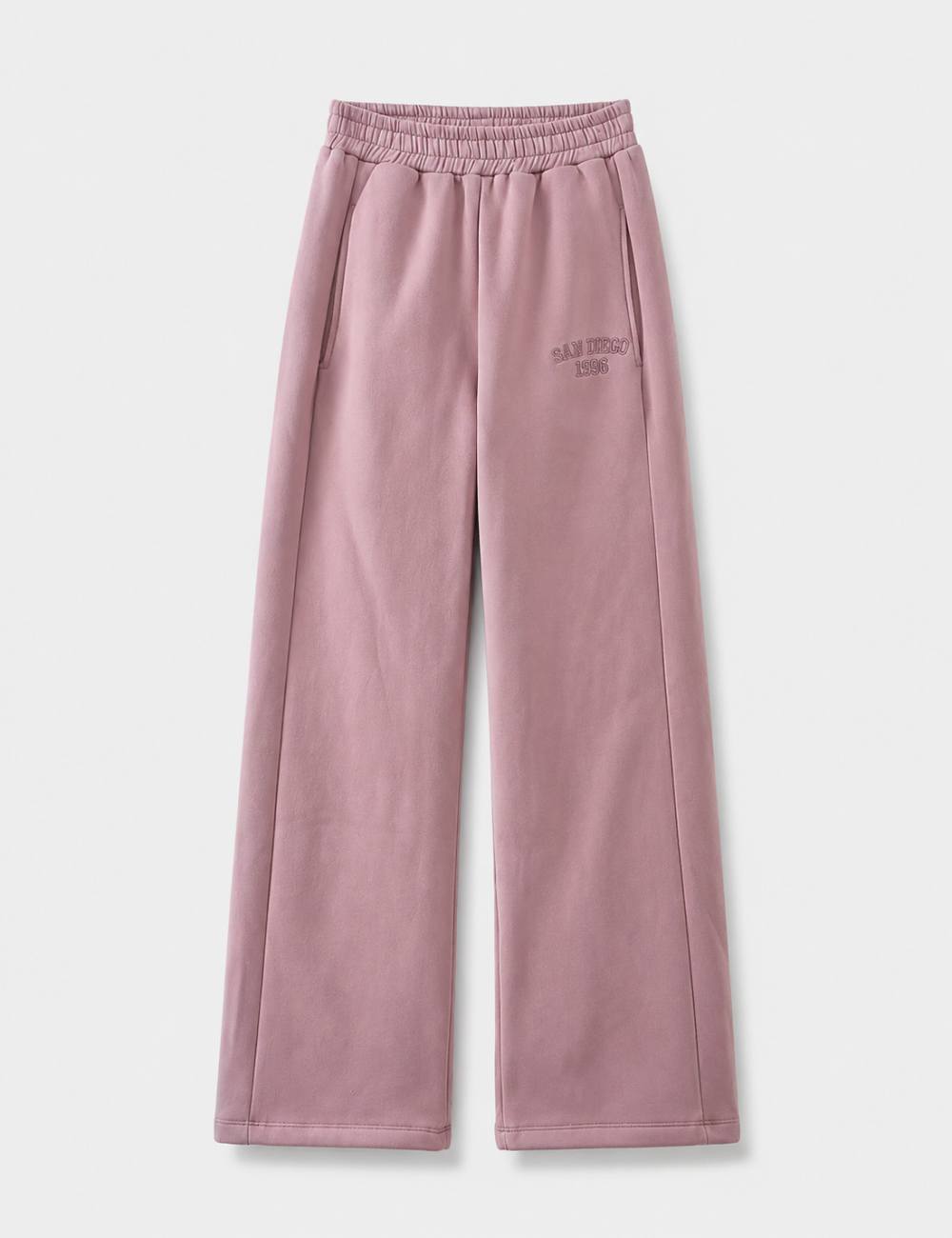 Ladies Embroidery Wide Leg Fleece Sweatpants