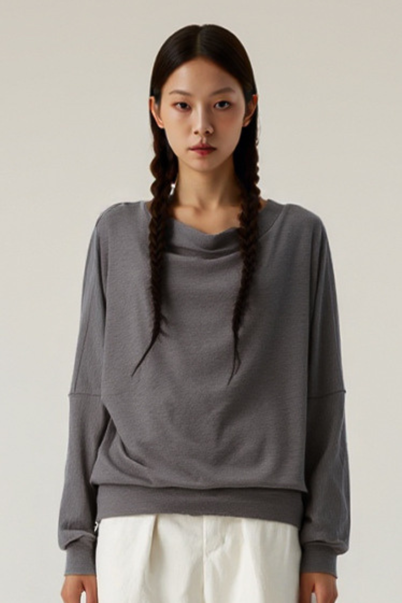 Women's Tencel Asymmetric Off-Shoulder Long Sleves Top