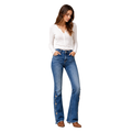 Women's High Waist Flare Jeans with Side Button Details