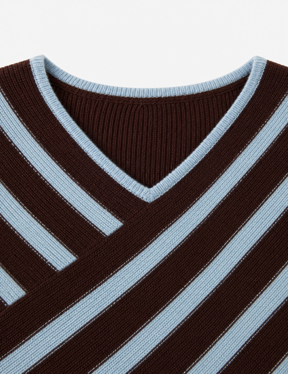 Ladies V Neck Striped Off Shoulder Long Sleeve Sweater