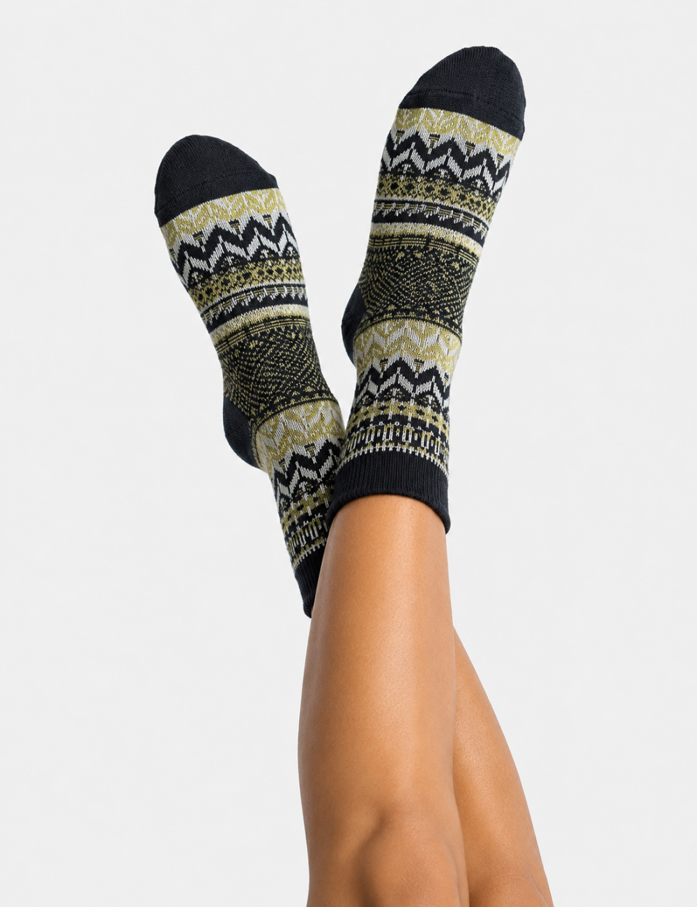 Ladies Vintage Ethnic Chevron Geometric Pattern Crew Socks