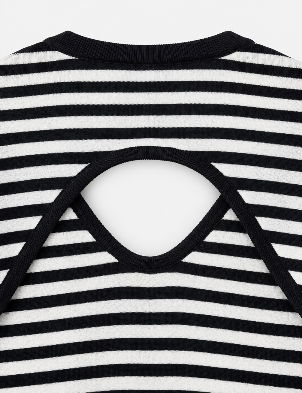 Ladies Stripe Back Cutout Long Sleeve Knit Sweater