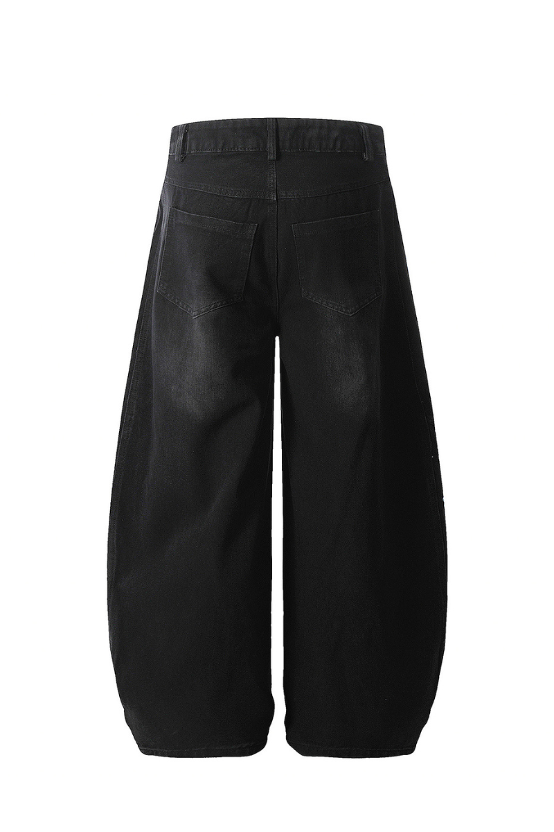Unisex Summer Cotton Washed Contrast Stripe Wide-Leg Jeans