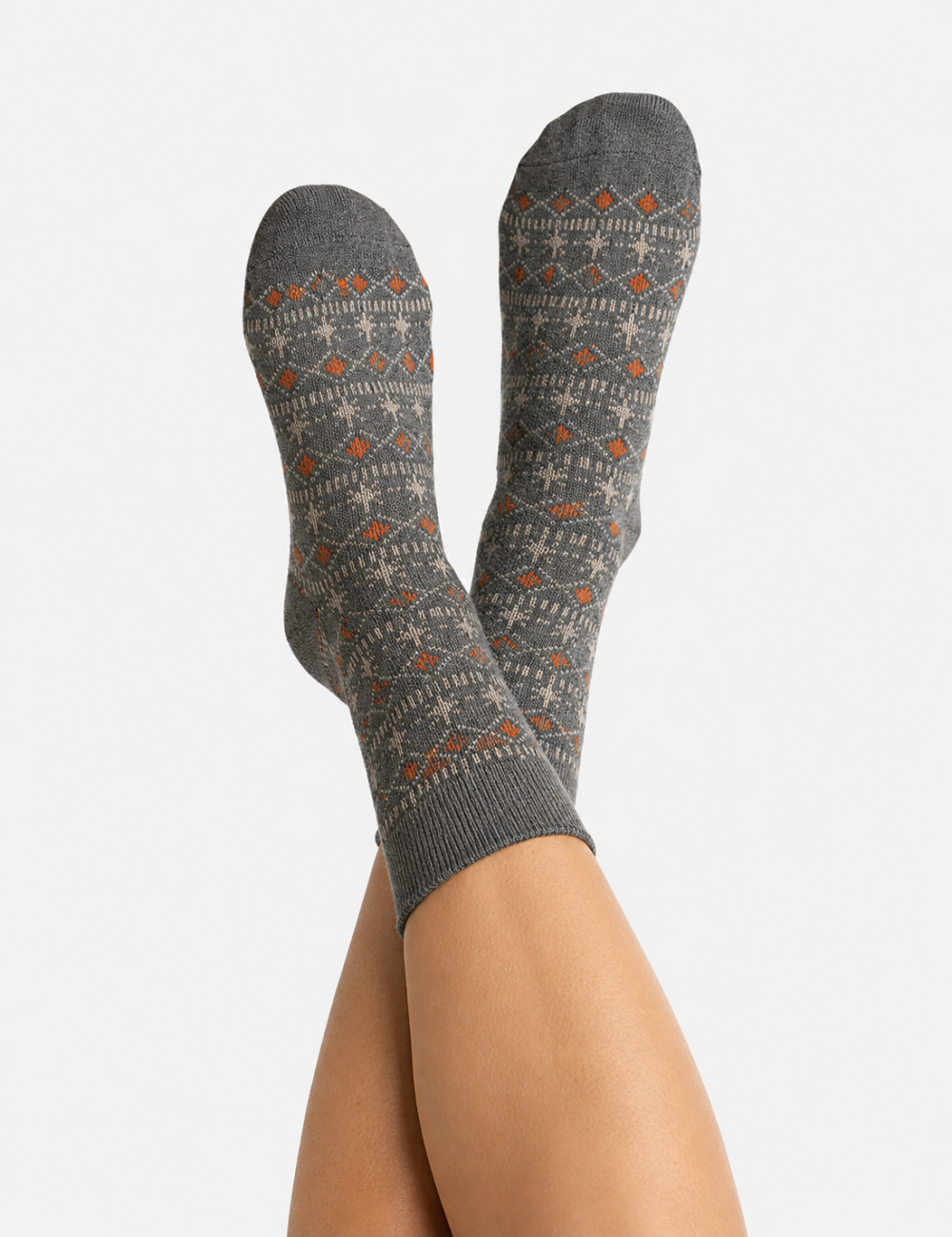 Ladies Nordic Geometric Crew Socks