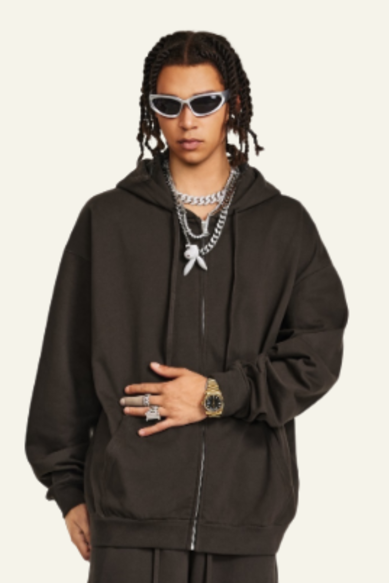 Fall Clothing Pure color terry cloth hooded sweatshirt