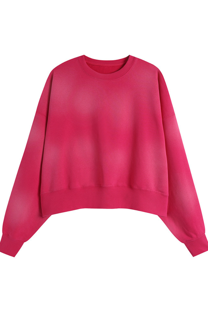 Women's Fall Clothing -Wash Cropped Crew Neck Sweatshirt