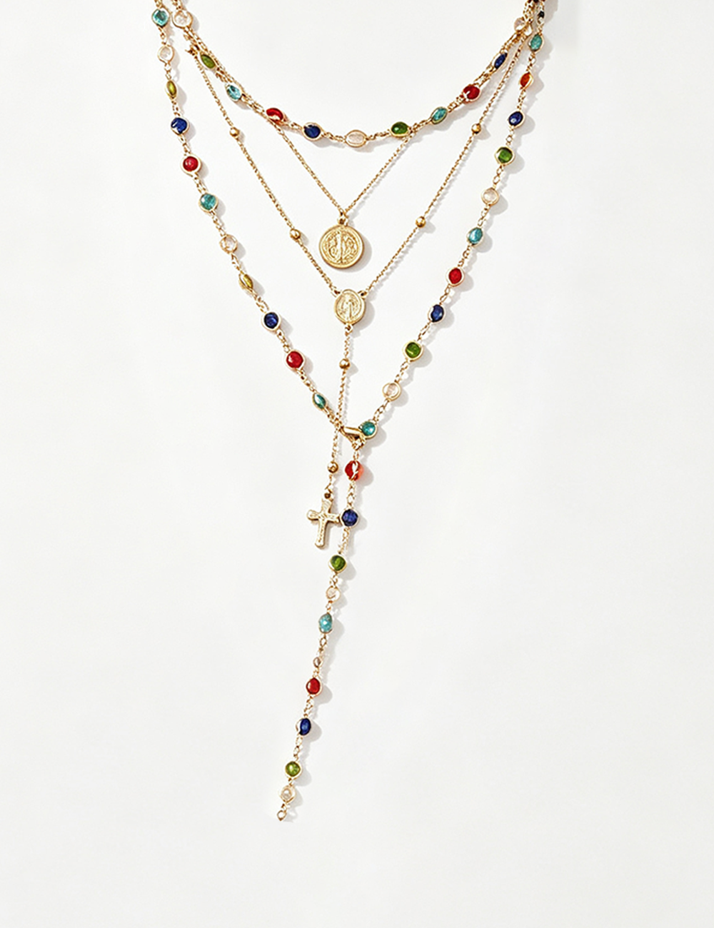 Ladies Multi-layer Cross Rhinestone Necklace