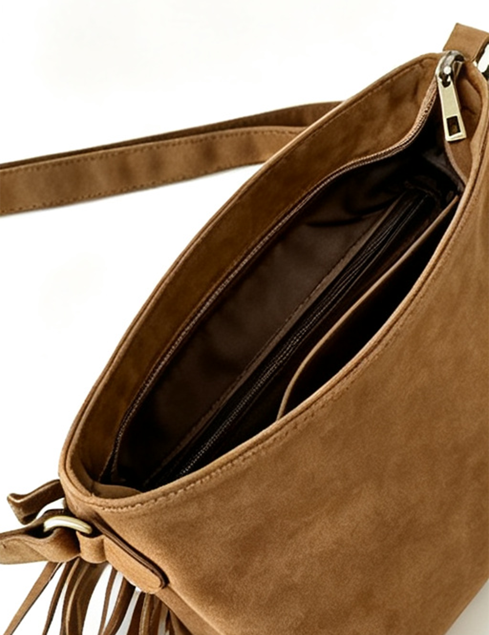 Ladies Bohemian Suede Fringe Flap Crossbody Shoulder Bag