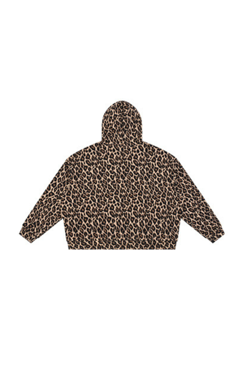 Unisex Fall Clothing Vintage Leopard Zip-Up Hoodie Jacket