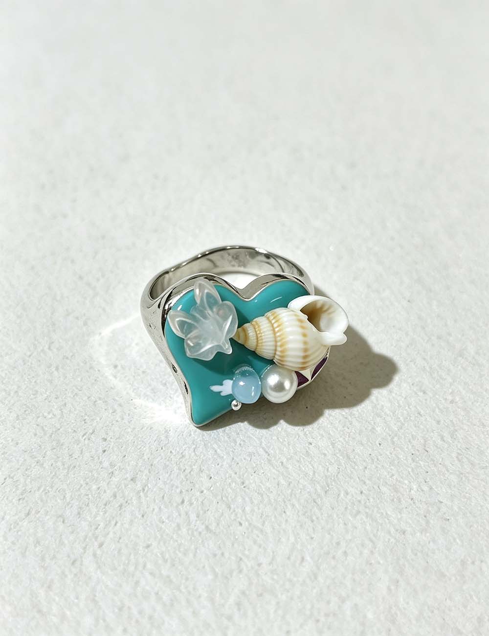 Ladies Coastal Seashell Starfish Beaded Statement Rings