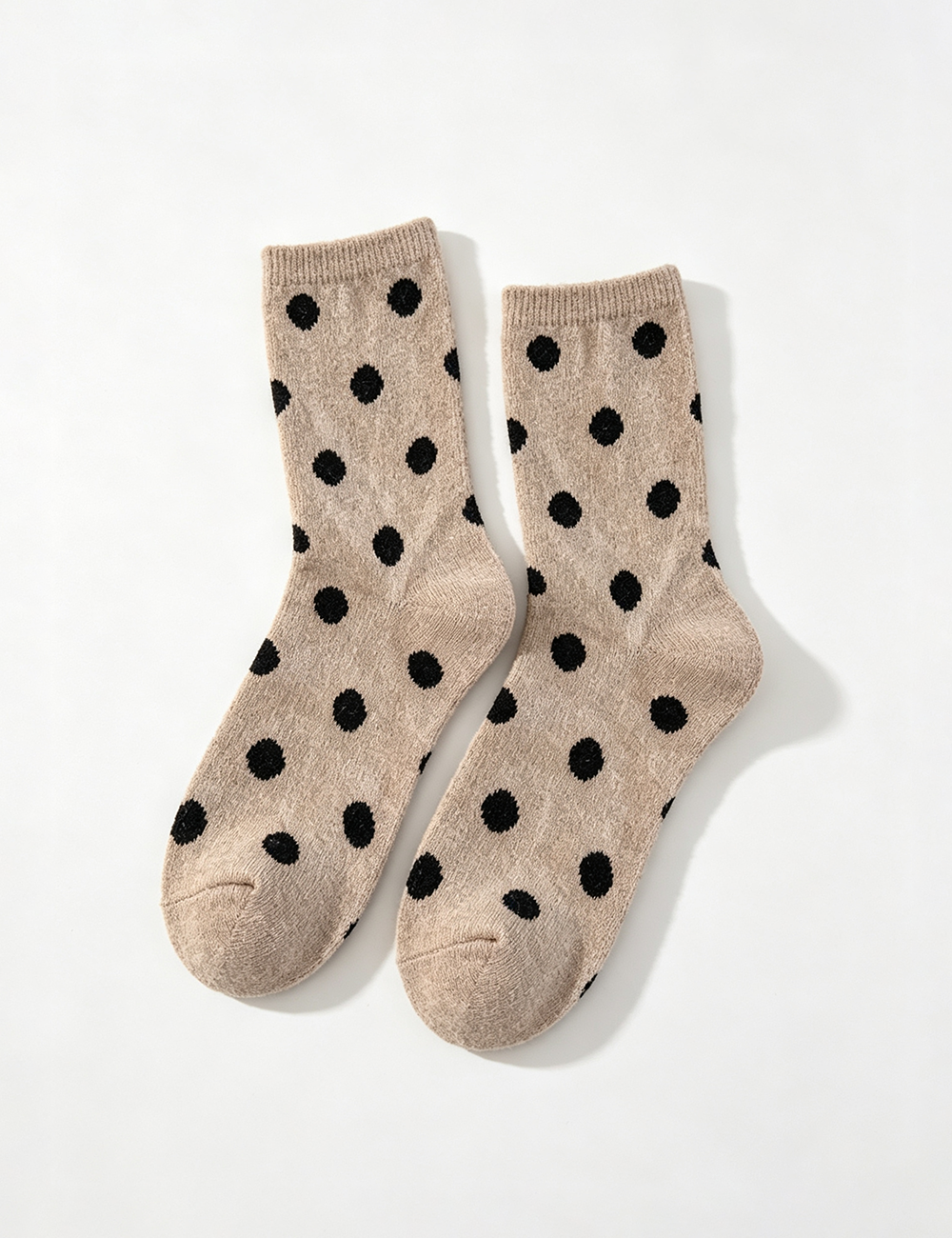 Ladies Cute Vintage Polka Dot Ribbed Slouch Crew Socks