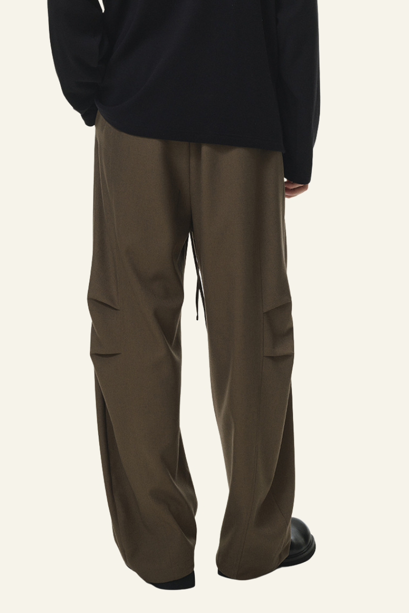 Men's Streetwear Linen Pleadted Wide-leg Pants