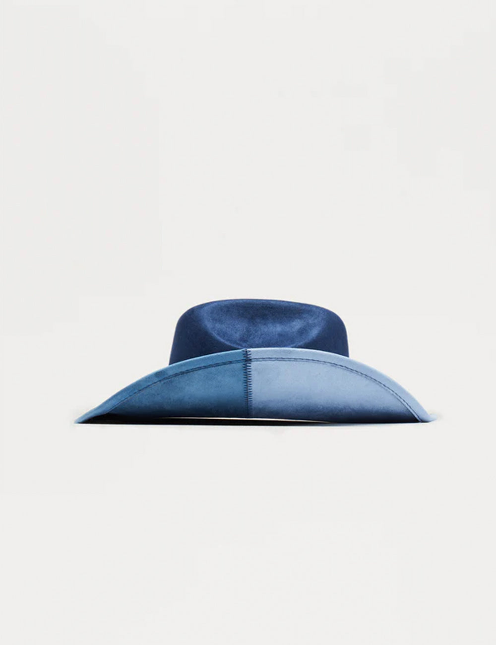 Ladies Faux Suede Color Block Curved Rolled Cowboy Hat