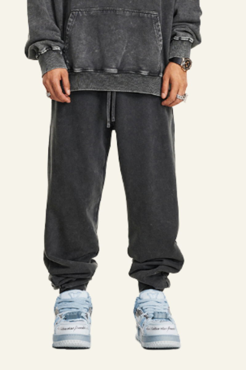 Men's Fall Clothing Vintage Washed Cotton Cuffed Sweatpants