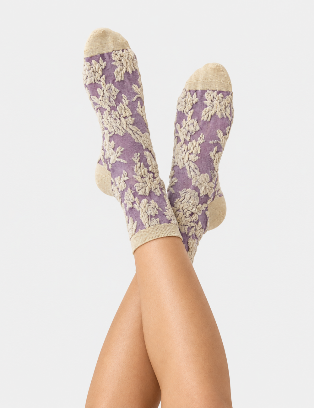 Ladies Relief Floral Mid Calf Socks