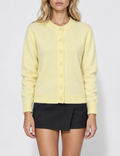 Ladies Solid Color Button Front Crew Neck Knit Cardigan