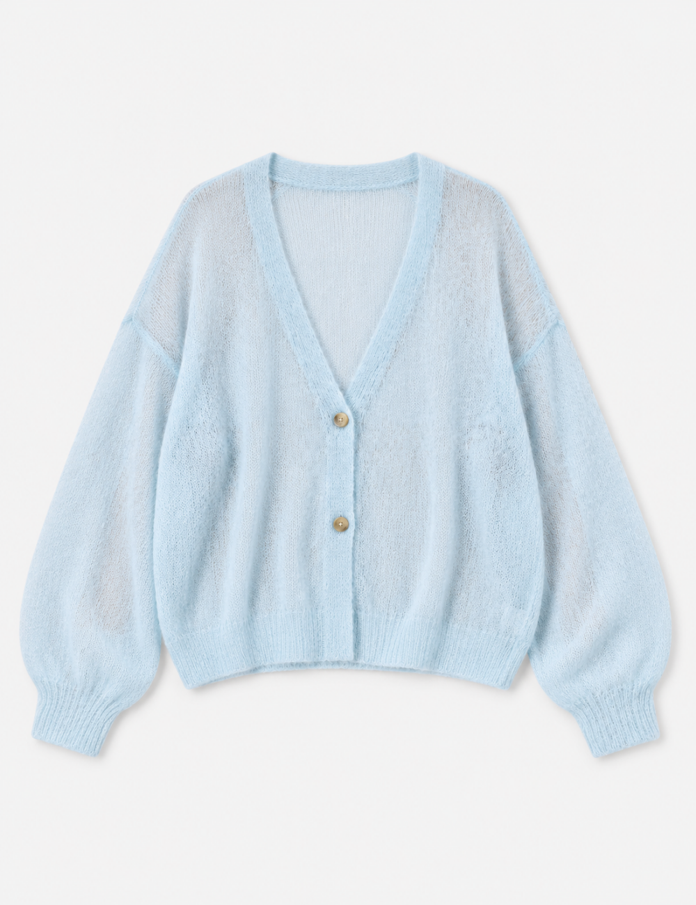 Ladies Lightweight Open Knit V Neck Button Front Cardigan