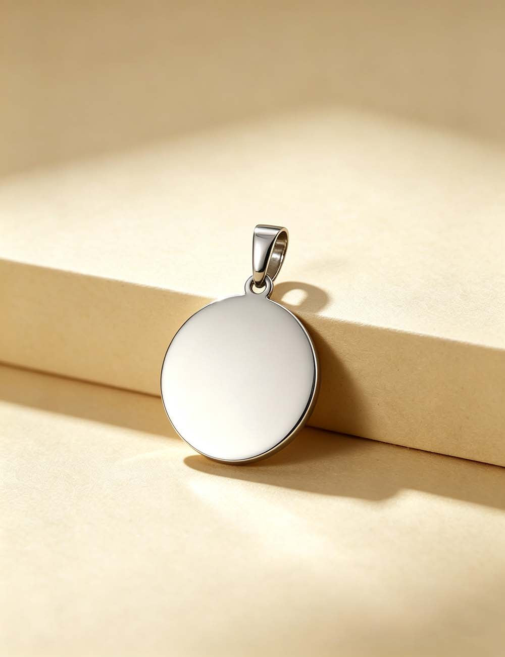 Ladies Minimalist Classic Round Disc Blank Pendant