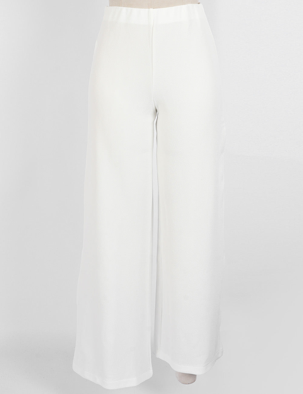 Ladies Solid Color Elastic Waist Wide Leg Pants