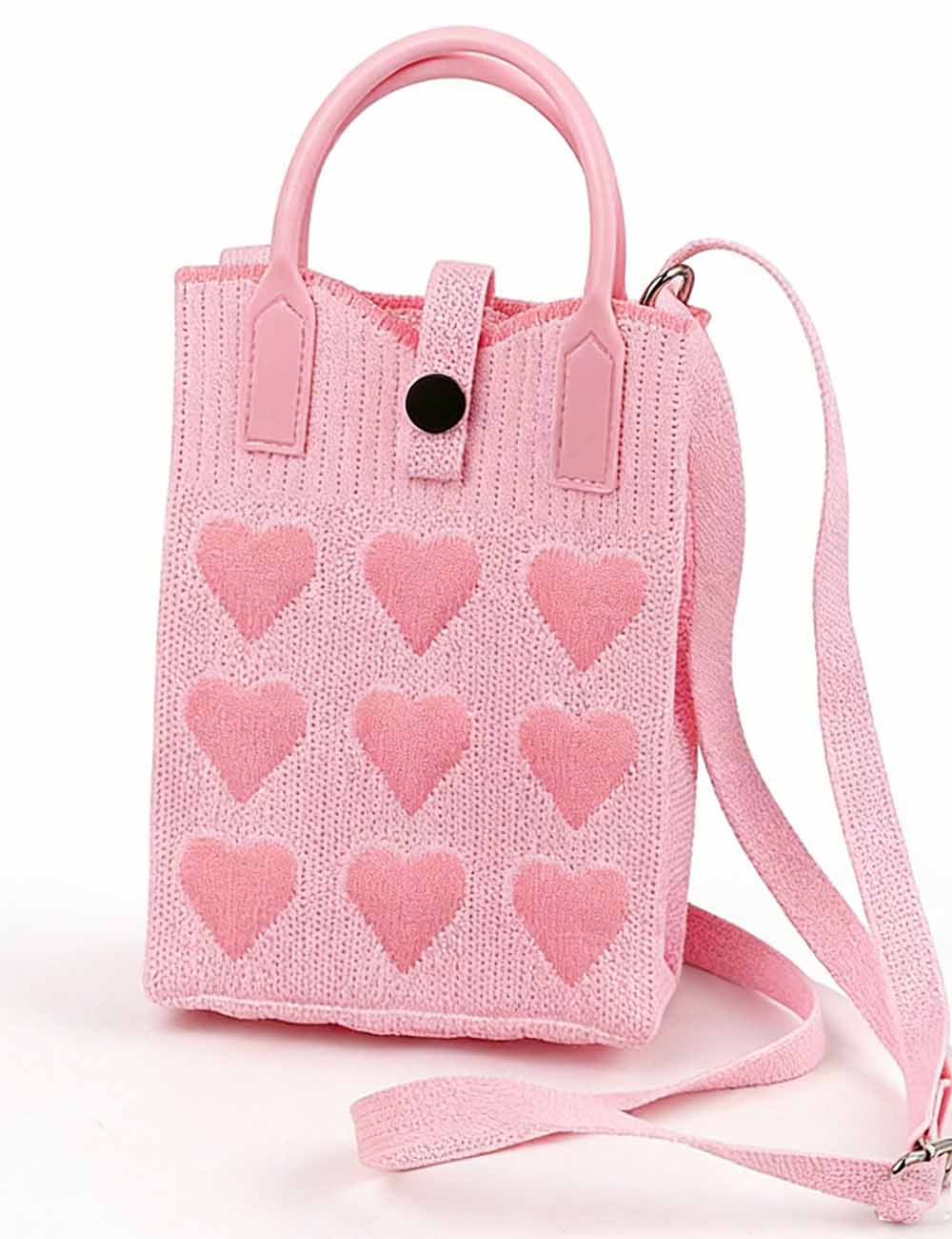 Ladies Valentine Hearts Knitted Mini Crossbody Bag