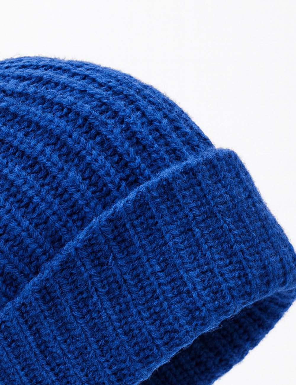 Ladies Solid Color Ribbed Knit Folded Hem Slouchy Hat