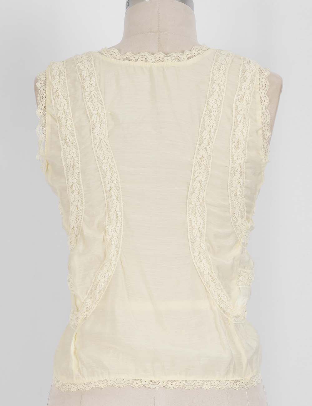 Ladies Ruched Lace Trim V-Neck Sleeveless Top