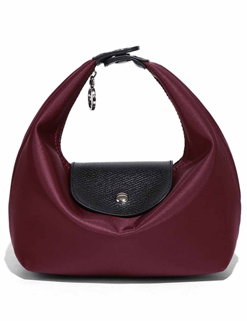 Ladies Nylon Color Block Hobo Mini Handbag Shoulder Bag