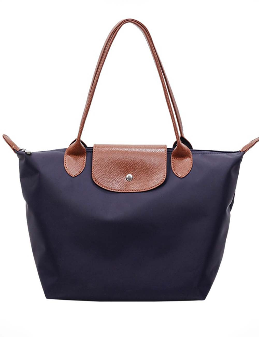 Ladies Color Block Nylon Shoulder Tote Bag