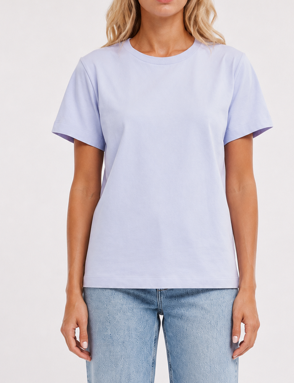 Ladies Casual Solid Round Neck Short Sleeves Basic T-Shirt