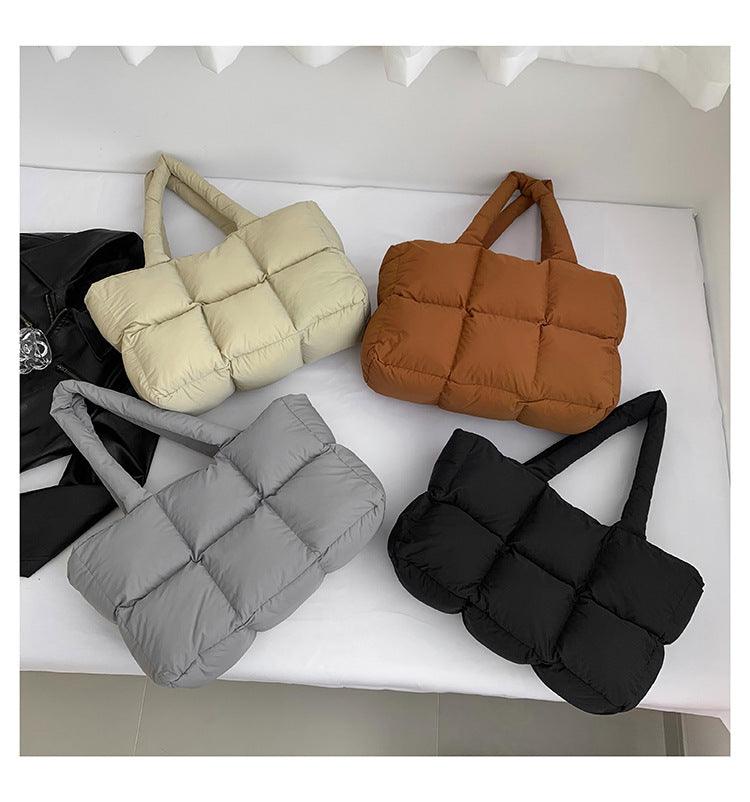 Ladies Puff Solid Color Padded Cloud Tote Bag SKAB4134
